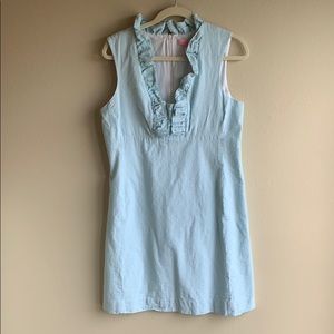Lilly Pulitzer seersucker dress with ruffled neck